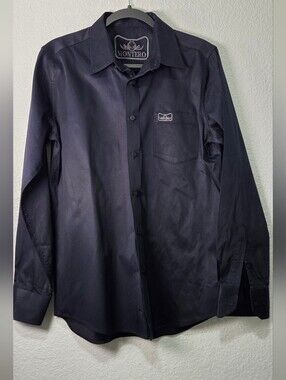 Montero Men's Long-Sleeve Navy Dress Shirt Size Medium